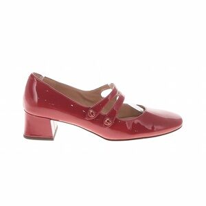 Red Patent Mary Jane Block Heel Pumps